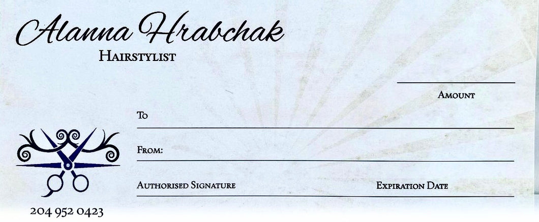 HAIR SALON GIFT CERTIFICATES